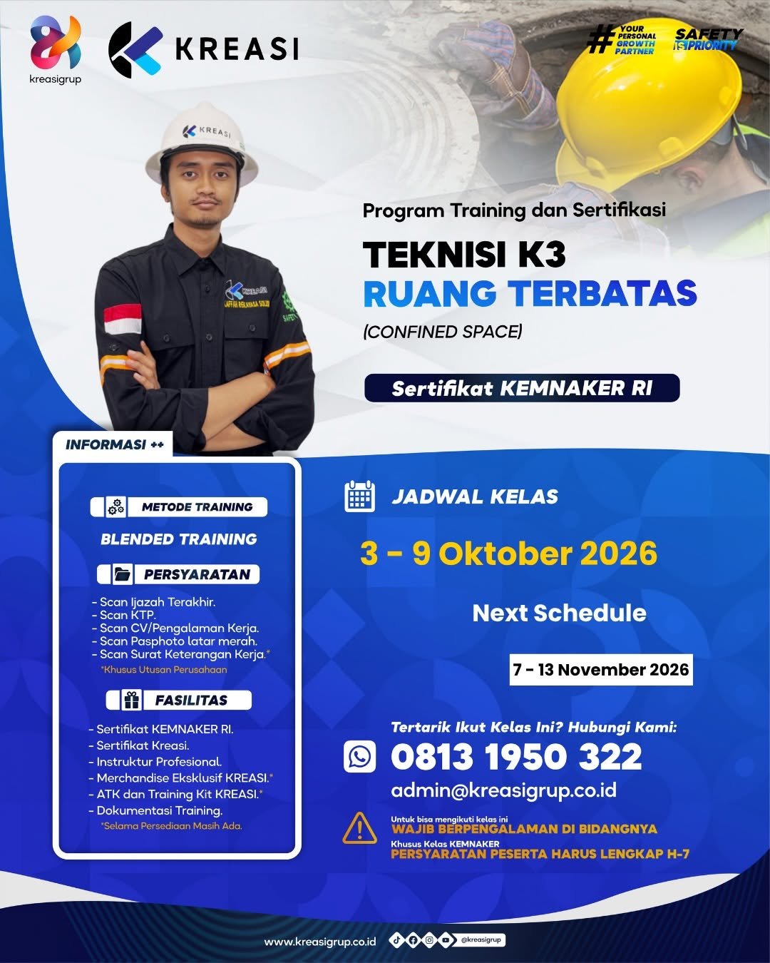 Brosur pelatihan Teknisi K3 Ruang Terbatas